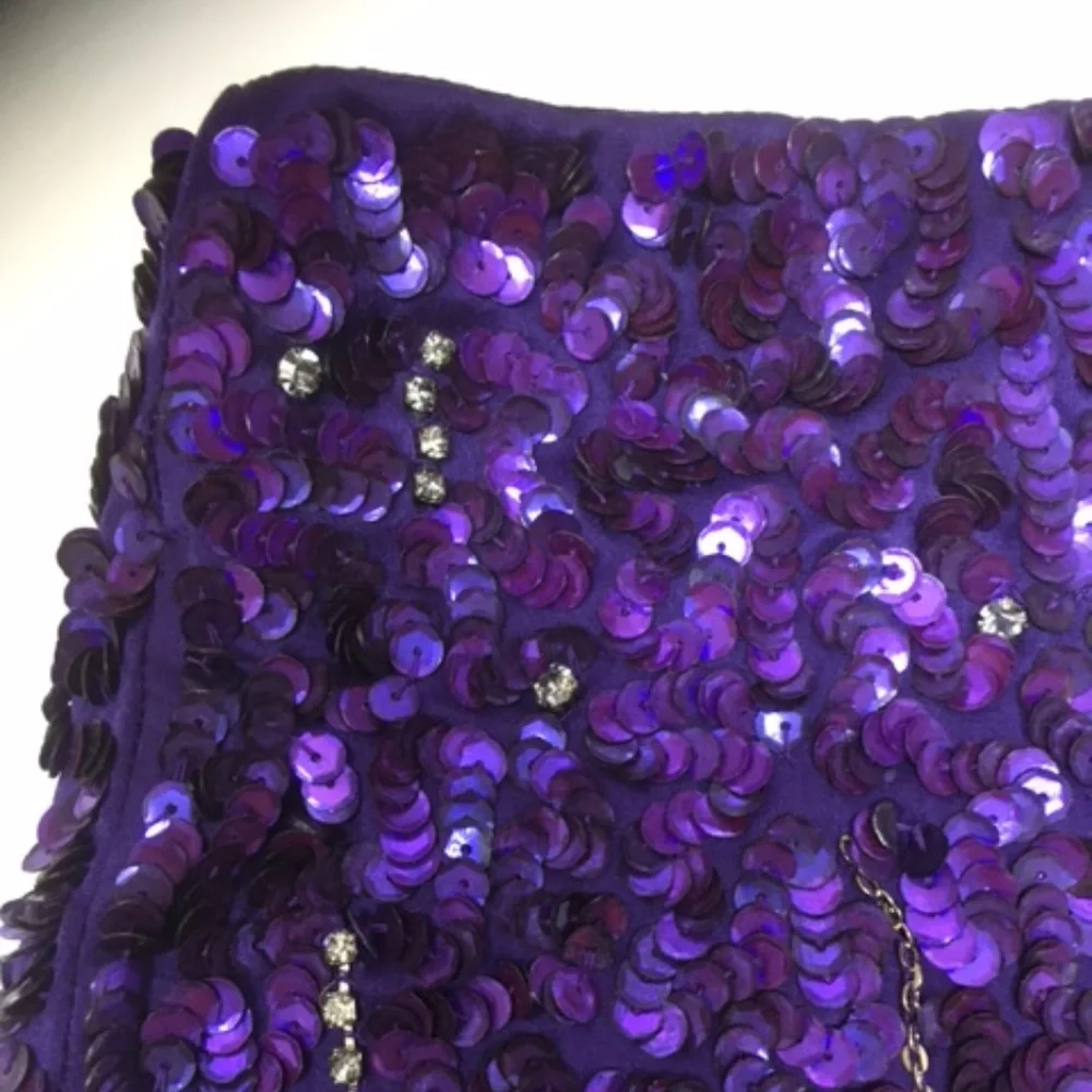 Alice + Olivia Purple Sequin Silk Mini Skirt - Picture 3 of 10
